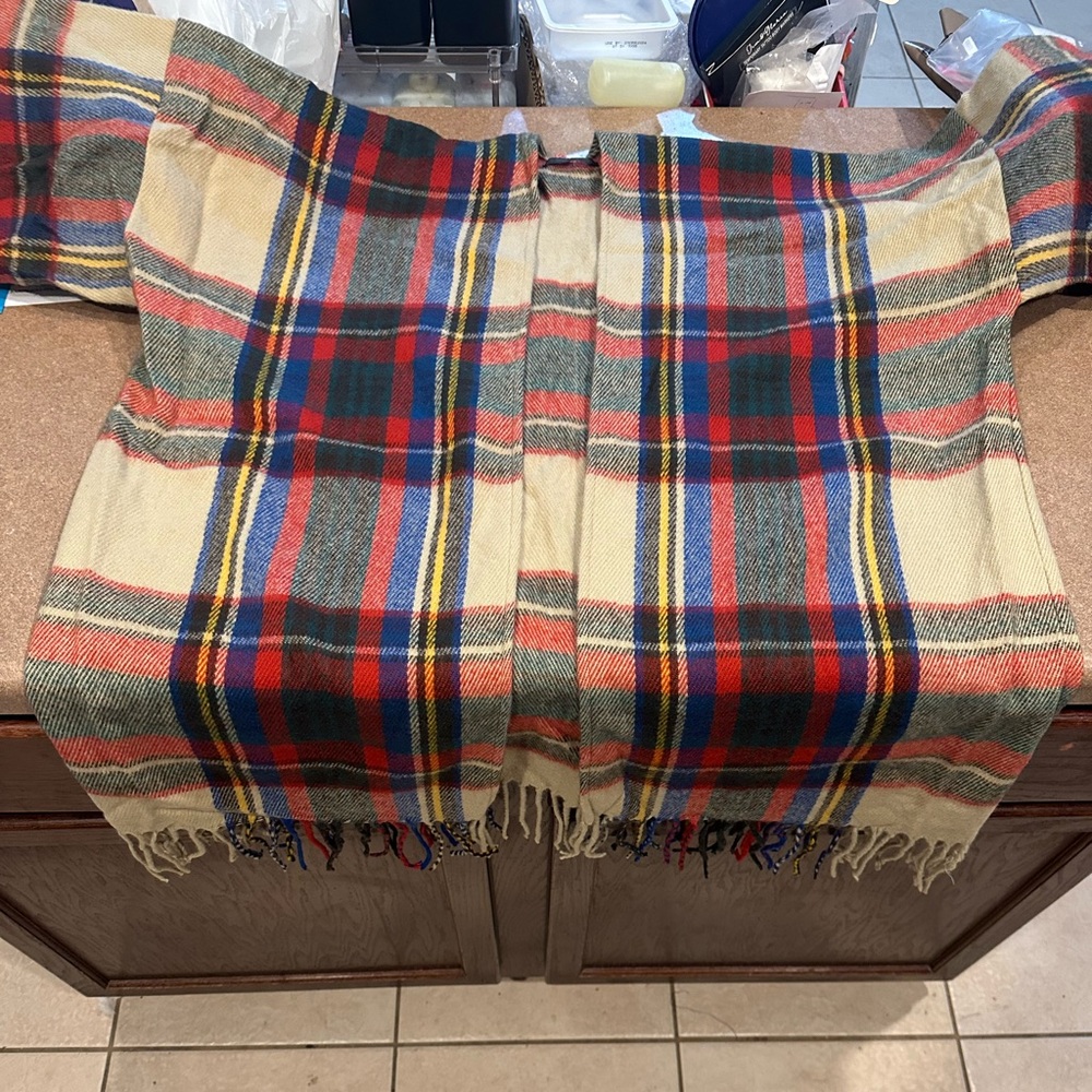 Plaid Fringe Scarf jacket